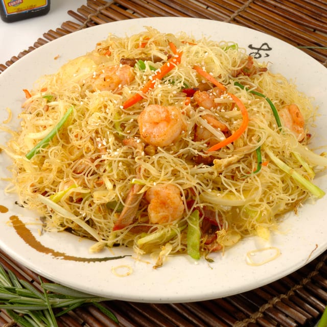 Singapore Noodles with Shrimp.